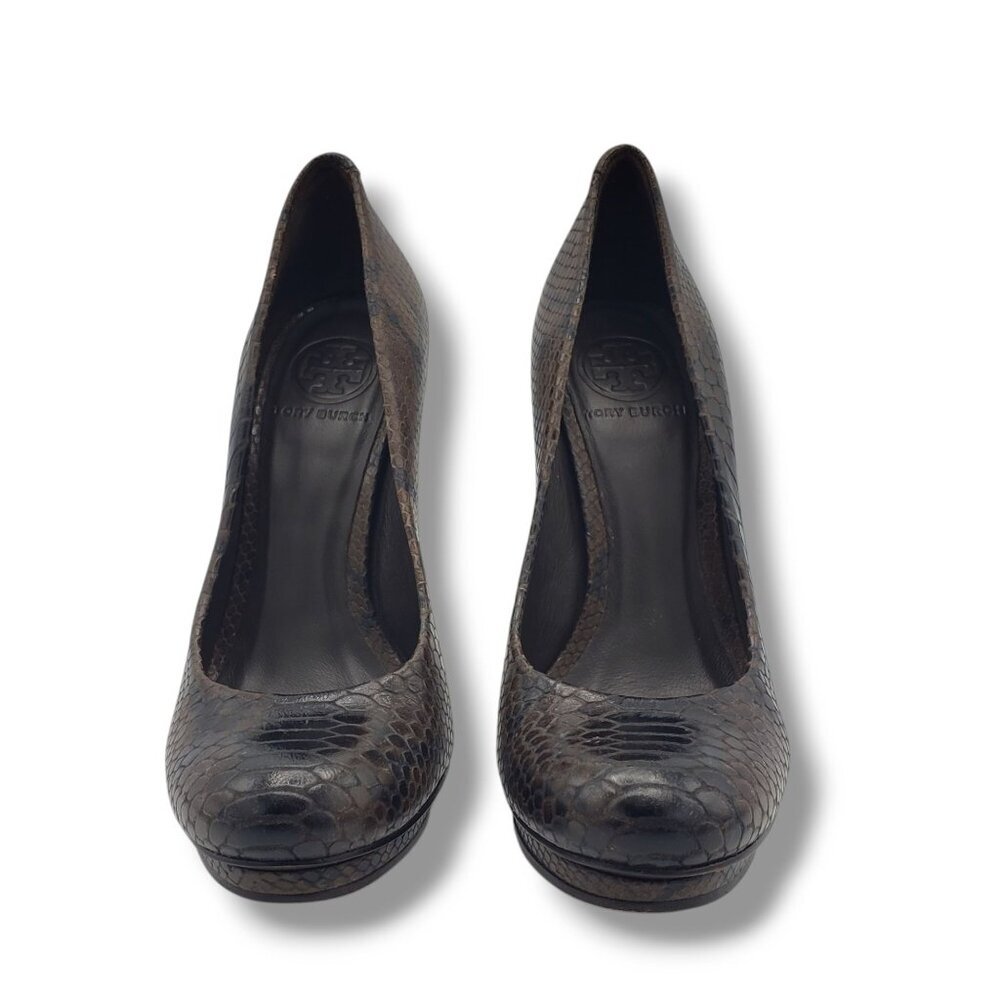 Tory Burch Jude Platform Pump Womens 7 Snake Print Coconut - Picture 3 of 8